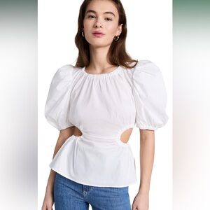 ASTR the label Juno Top White Puff Sleeve Cutout Top medium nwot